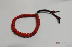 ブレスレット　鹿革　ホワイトハート　赤ビーズ　インディアン　g1251