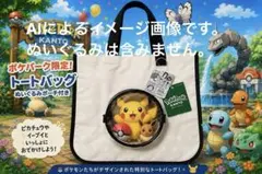 タグ付き ポケパークカントー 限定 トートバッグ ぬいぐるみ窓付き