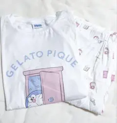 【新品】ジェラートピケ ドラえもん ワンポイントTシャツ＆総柄ロングパンツセット
