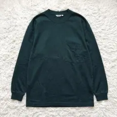 ユニクロユー 長袖ポケットTシャツ（XL）深緑 クルーネック オーバーサイズ 上のサムネイル