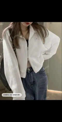 ホワイト クロップド パーカー Mサイズ