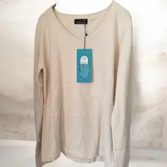 【新品タグ付き】Vネック ニット セーター 長袖 薄手 アイボリー シンプル M