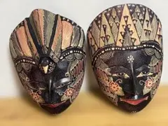 木製マスク アフリカンアート 魔除け 工芸品 インテリア ケニア ビーズ
