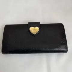 Gucci ブラックレザー 長財布 GGパターン