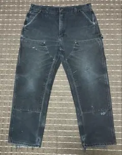 雰囲気抜群 carhartt ダブルニーペインターパンツ フェード ブラック