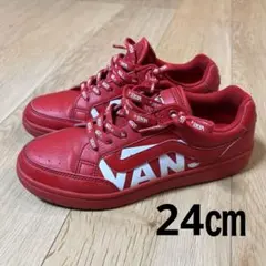 VANS バンズ スニーカー 赤 レッド ビッグロゴ ストリート 24㎝