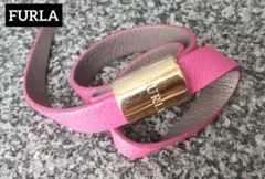 FURLA ブレスレット ピンク レザー ゴールド金具