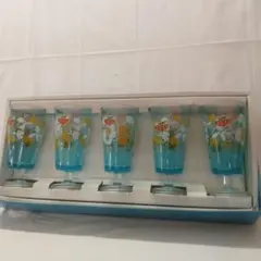 昭和レトロ 花柄 ガラスコップ 5個セット新品未使用