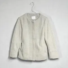 【☆美品☆】Discoat ノーカラージャケット Mサイズ グレー レディース