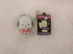 サンリオ　ふわふわフロッキーマスコット、キャラパキラバーマスコット　ポチャッコ