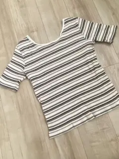 ローリーズファーム　ストライプ半袖Tシャツ　前後どちらでも　着丈42