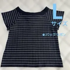 ワールド　バックリボン付きボーダーボートネックT（半袖）Lサイズ　indexのサムネイル