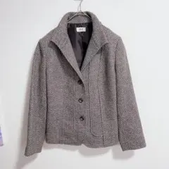 昭和レトロ　肩パッド　テーラードジャケット　アンゴラ　カシミア　ブラウン　茶色