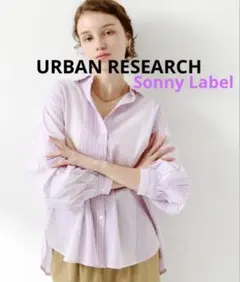 URBAN RESEARCH SL エアリーコットンストライプシャツ　ラベンダー