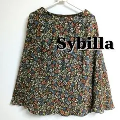 ✨美品✨Sybilla シビラ 花柄 シルク フレアスカート ブラウン Mのサムネイル