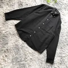 H&M【M】レギュラーフィット ブラック 黒 長袖 コットン シャツ 定番