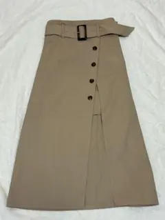 アシンメトリー ボタントレンチスカート ラップデザイン Fサイズ ベージュ
