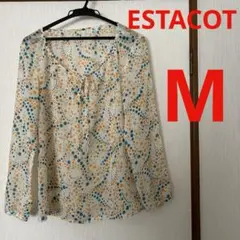 ESTACOT ドット柄　チュニック　ブラウス　シアートップス　Mのサムネイル