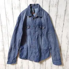 nudie jeans デニムシャツ　インディゴ　ボタン　ヌーディージーンズ　S