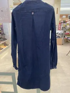 ダークブルー デニムワンピース 長袖