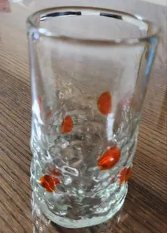 オレンジの点模様の琉球ガラス製グラス