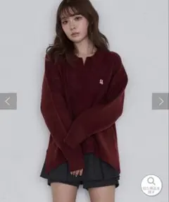 RAYCASSIN スキッパーポロ刺繍ニット