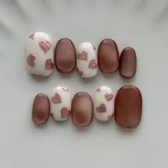 ニュアンス ネイルチップ、マグネット ハート ピンク 推しネイル