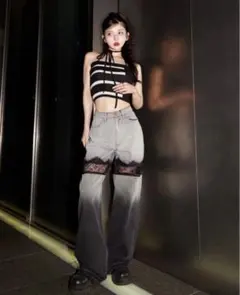 Darich スカラップレースデニムロングパンツのサムネイル