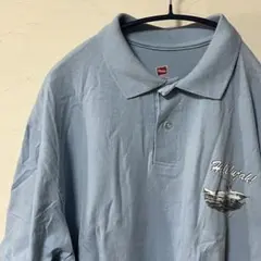Hanes 半袖ポロシャツ 釣りバックプリント XL 水色 訳ありのサムネイル