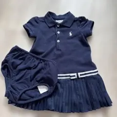 ネイビー ポロワンピース プリーツスカート