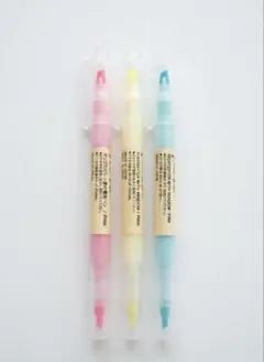 【新品未使用】無印良品 窓付き蛍光ペン 3本セット（青・ピンク・黄）/廃番のサムネイル