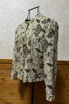 ヴィンテージ シャツ ブラウス 羽織 長袖 花柄 総柄 肩パッド 日本製