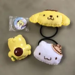 ポムポムプリン　ヘアゴム　缶バッジ　置物