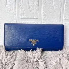 レア美品✨プラダ◇裏地花柄フラップ長財布 サフィアーノレザー