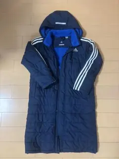 adidas ネイビー フリースライニング ベンチコート