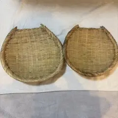 鳥越竹細工　箕ざる2個セット　すず竹　長さ約32㎝と約27㎝使用品