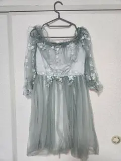 ミントグリーン チュールドレス パーティードレス