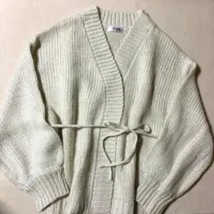 ローゲージ アイボリー ニットカーディガン M
