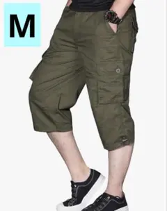 新品未使用⭐️カーゴパンツ M メンズ 7分丈 ハーフパンツ 綿 グリーン