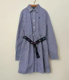 ポロラルフローレン ベルト付き ストライプ柄 コットン 長袖 ワンピース 12t