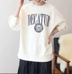 カレッジロゴクラックプリント裏毛プルオーバー　アメリカンホリック