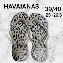 HAVAIANASハワイアナス ビーチサンダル 39/40 ヒョウ柄