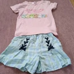 すみっコぐらし Tシャツ 120cm ピンク.ショートパンツの組み合わせ