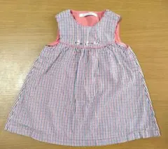 familiar チェック柄 ノースリーブワンピース 80