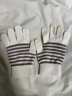 キッズ用 ニット手袋 ボーダー柄のサムネイル