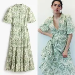 M 新品 コットンロングワンピース グリーン