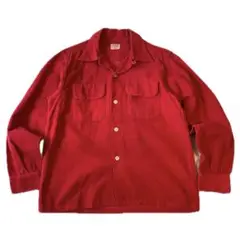50s vintage shirtコーデュロイ シャツ 開襟 ループカラー