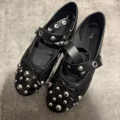ZARA スタッズ付きフラットシューズ 40