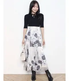 分繊ビックフラワーフレアスカート