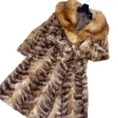 ロシアンセーブル ベルト付き ロングコート 黒貂 レディース アウター 羽織り